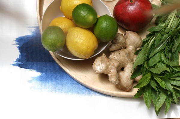 Super-easy fruit-infused soda water with ginger, mint and lemon, via WeeBirdy.com.