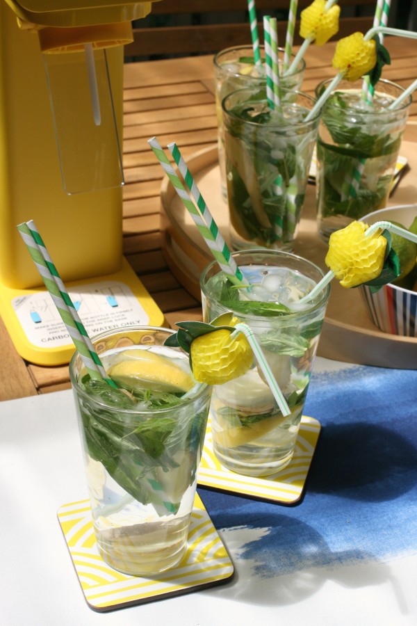 Trying to wean yourself off sugary soda drinks? Make super-easy fruit-infused soda water with ginger, mint and lemon, via WeeBirdy.com.