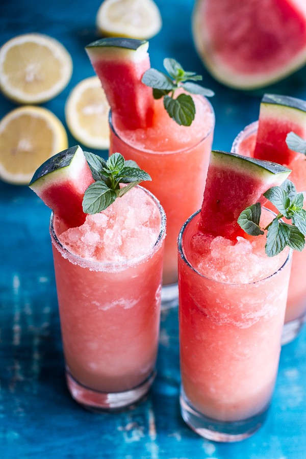 Pink Watermelon Lemonade Slushies by Half Baked Harvest.